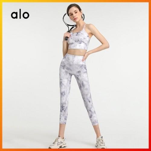 ALO Yoga Womens Yoga Suit Workout Sportswear Workout Clothes Fitness Sports Bra Tube Top High Waist Leggings Sports Suit