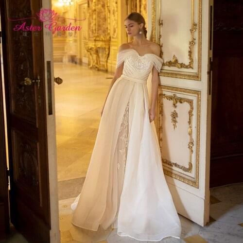 Wedding Dress 2021 A-Line Off the Shoulder Organza Bedding Backless Lace African wedding dress bridal gowns Vestido De Novia