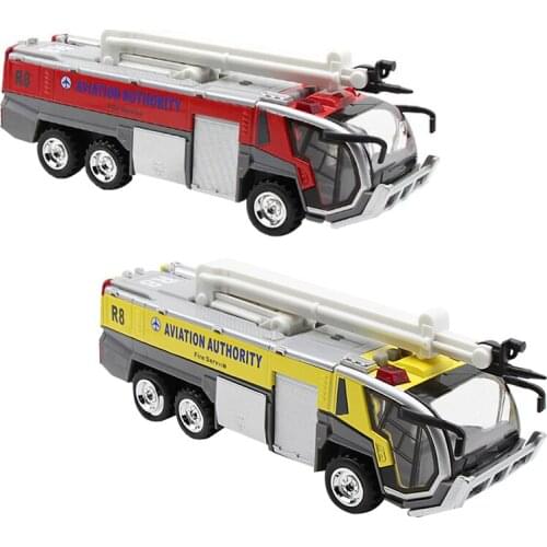 1:32 Airport Fire Truck Fire Engine Electric Die-Cast Engineering Vehicles Car Model Toy with Sound Light Pull Back Gifts