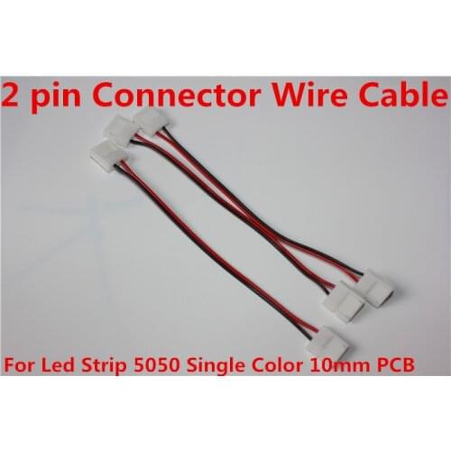 10 pcs15cm 2 pins Connector Wire Cable For Led Strip 5050 5630 5730 Single Color 10mm PCB led de 12V conectores