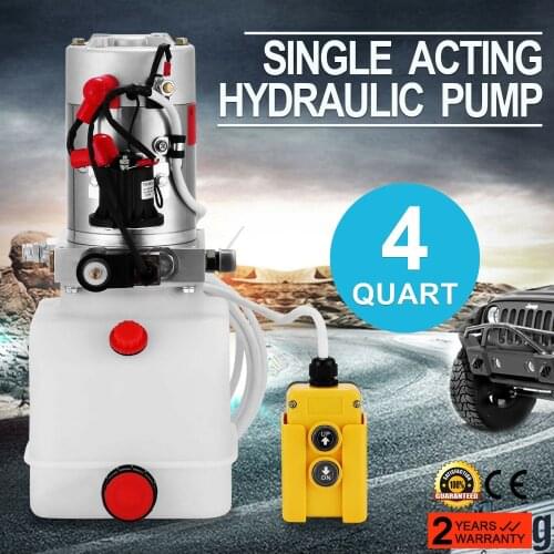 4 Quart Single Acting Hydraulic Pump Dump Trailer Lift Power Unit Car