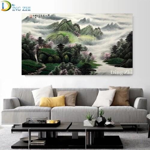 Diy Cross Stitch 5D Diamond Painting Chinese Traditional Landscape Picture Full Square Round Drill Embroidery Mosaic Decoration
