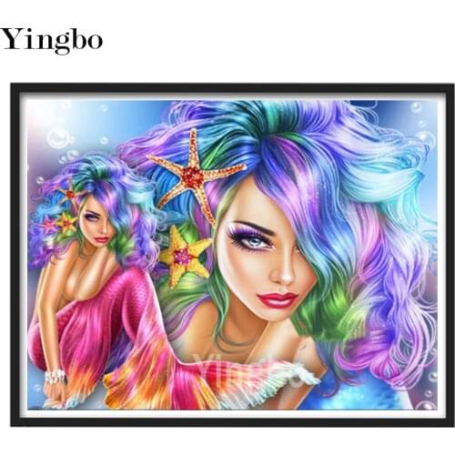 Diamond Embroidery Complete Kit Pretty Mermaid 5D Diamond Painting Mosaic Cross Stitch Handicraft Decoration For Home