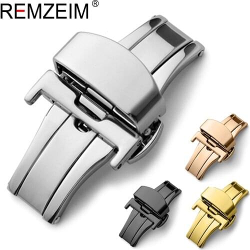 Double Click Butterfly Automatic Buckle Push Button Fold Clasp 16mm 18mm 20mm 22mm 24mm Watchband Buckles Watch Accessories