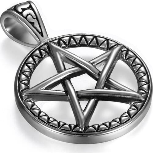 Boniskiss Hollow Pentagram Stainless Steel Necklace Fashion Mens Chain Solomon Pendant Necklace Jewelry Wholesale Dropshipping