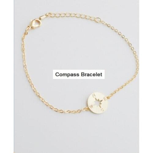 Compass Pendant Bracelet Travelers Jewelry--12Pcs/Lot( SilverGold/Rose Gold 3 Colors Free Choice)