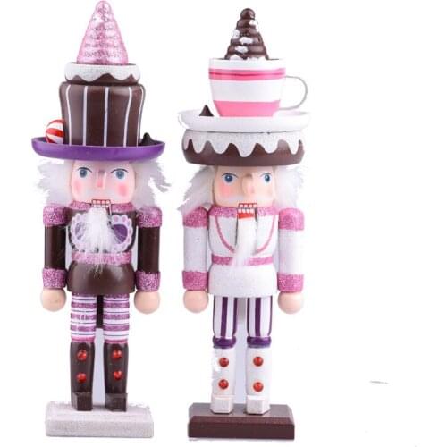 Wooden Nutcracker Doll Candy Soldier 25cm Vintage Handmade Puppet Decoration Decoration Home Decoration Christmas Gift 2pc/set