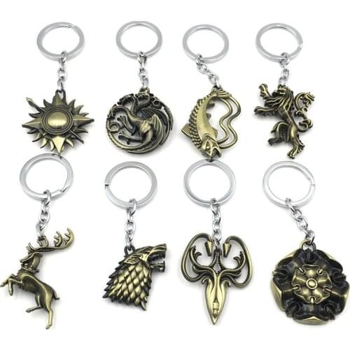 Movie Keychain The Final Season Stark Wolf Badge Pendants Key Chains A Song Of Ice And Fire Keyring llaveros Souvenirs