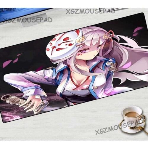 XGZ Extra Large Game Mouse Pad Precision Lock Edge Japanese Anime Cute Girl Computer Desk Pad Fabric Non-slip Rubber Stripe