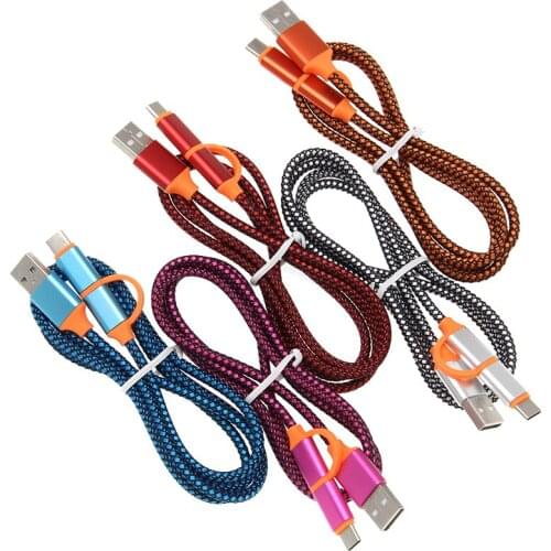 0.25m 1m 8Pin Micro USB 2in1 Usb Cable 2A Max Fast Charging Cables For iPhoneX 8 7 6 Plus for Android SmartPhone Data Wire