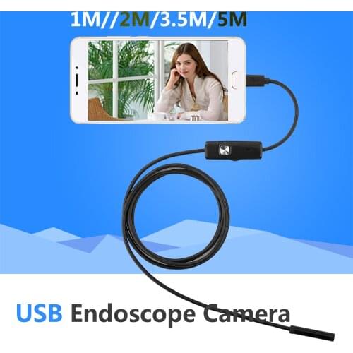 HD 5.5mm Focus Camera Lens 1M/1.5M/2M/3.5M/5M Waterproof 6 LED Android Endoscope Mini USB Cable Endoscope Inspection Camera