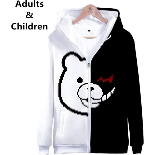 Cosplay Costumes Anime Danganronpa Monokuma Zipper Hoodies Men Women Kids Funny Sweatshirts Zip Trigger Happy Havoc Tracksuit