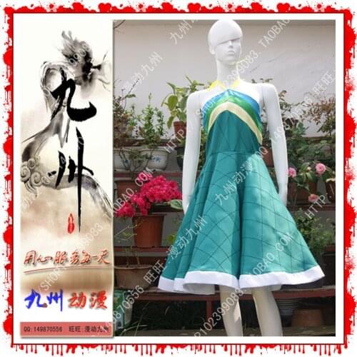 Fairy Tail Wendy Marvell Cosplay Costume Deep Green Custom Made Dress