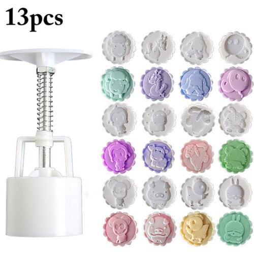 Creative DIY Round Mooncake Mold Plastic Baking Pastry Tools Hand Press Cake Plunger Moon Cake Stamps Kitchen Baking Tools