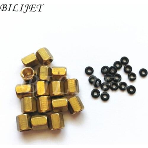 Large format printer ink damper connector copper nut O ring 3X2MM 4X3MM for Epson DX4 DX5 head ink tube connector screw 15pcs