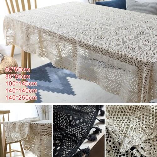 Lace Tablecloth Rectangle Round Table Cover Idyllic Style Tablecloth for Dining Living Room Kitchen Cafe Home Table Decor Cover