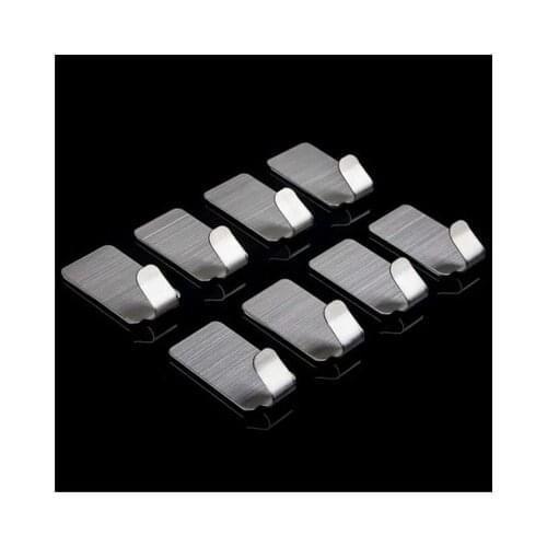8Pcs New Self-adhesive Parts Household Kitchen Wall Door Stainless Steel Hook Hanger Perfect For Bathroom Door Wall Convenient