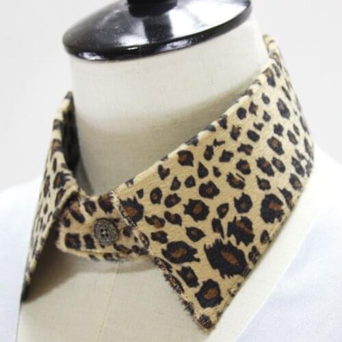 Leopard Printed Fake Collar for Women Tie Vintage Detachable Collar Laple False Collar Blouse Top Clothes Accessories