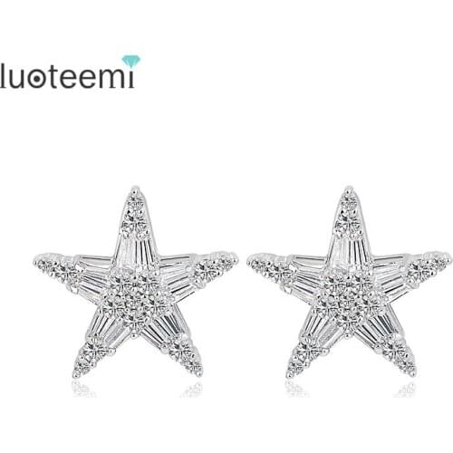 LUOTEEMI High Quality Star Stud Earrings AAA Cubic Zirconia Women Wedding Brincos Classic Jewelry For Dinner Party Accessories