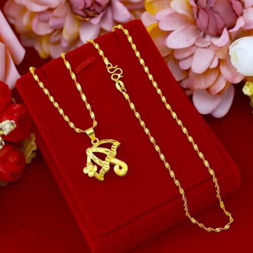 Fashion Light Yellow Gold Color Necklace for Women Wedding Engagement Little Umbrella Shaped Pendant Clavicle Jewelry