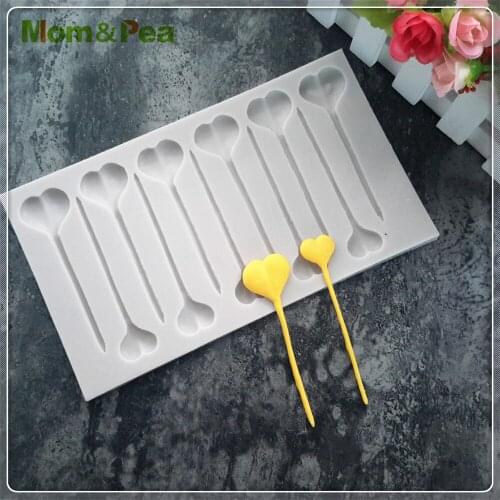 Mom&Pea MPA2015 Heart Lollipop Shaped Silicone Mold Cake Decoration Fondant Cake 3D Mold Food Grade