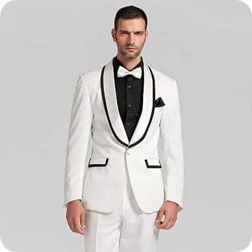 White Mens Suits Wedding Groom Plus Size Slim Fit Casual Man Tuxedos Formal Business Suit Male Fashion Suit Costume Homme 2Piece