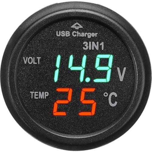 New 12V Lighter Cigarette Digital USB Charger Voltmeter Socket Car Power Thermometer For 12-24V Car Bus Truck
