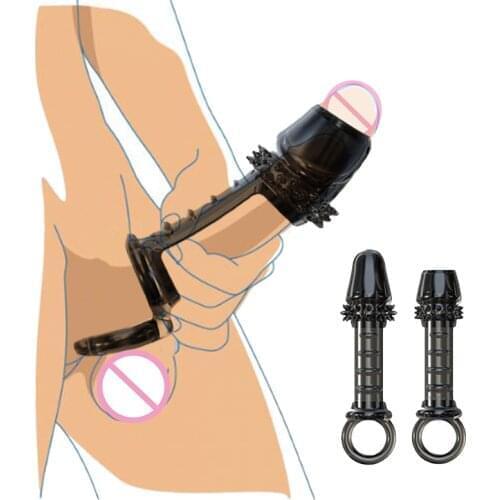 New Silicone Reusable Penis Sleeves Cock Rings Dick Extender Erotic Sex Toys For Men Delayed Ejaculation Stimulator Masturbator