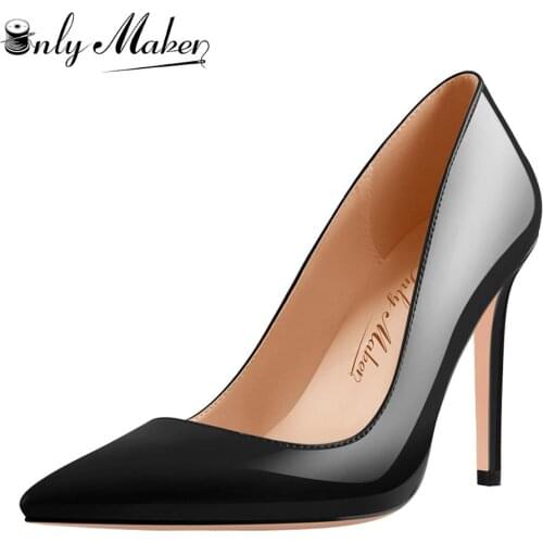 Onlymaker Womens Classic Slip On Pumps Pointed Toe Sexy Stilettos 4 Inch Elegant Evening Dress Shoes Plus Size US5~US15