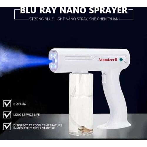 400ml Wireless Blue Light Nano Spray Gun With USB Rechargeable Steam Atomizer Spray Gun Handheld Portable Disinfection Sprayer