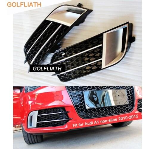 RS1 Style silver black Front Fog Light Cover Grille Trim side grill For Audi A1 Non Sline 2010-2015