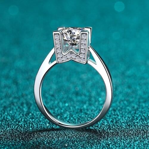 Silver Letter Ring Excellent Cut Diamond Test Passed 1 Carat D Color High Clarity Moissanite W Shaped Ring Silver 925 Jewelry