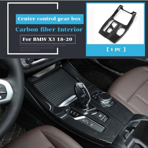 ABS Carbon Fiber Style For BMW X3 G01 X4 G02 2018-2020 Car Gear Shift AUTO Trim Decoration Multimedia Knob Frame Cover LHD