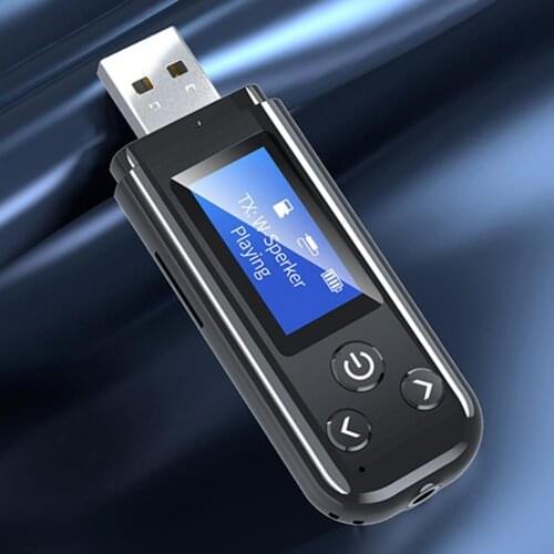 USB Bluetooth Receiver Transmitter Audio Bluetooth 5.0 Adapter For Car PC TV HD HiFi Receptor Wireless Adapter LCD 3.5MM AUX