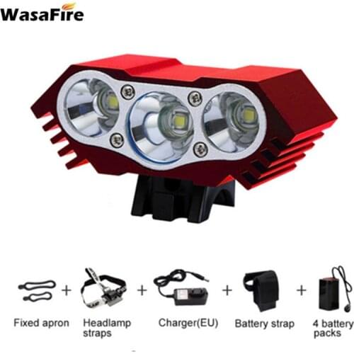 WasaFire 3* XM-L T6 LED Bike Headlight 4500lm Waterproof Bicycle Front Light Cycling Accessories wiht 6400mAh Battery Pack