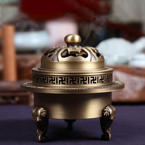 Enshrined copper incense burner Zen plate incense burner tea ceremony incense seal burner living room home decoration