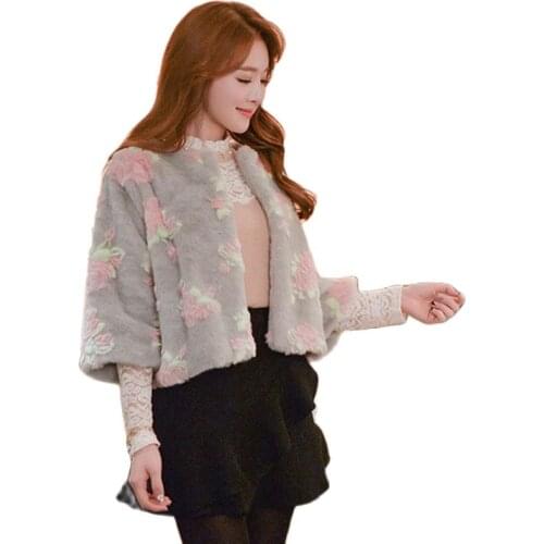 S-6XL New Fashion Faux Fur coat female 2018 winter clothes High Imitation Rex Rabbit Fur Coat