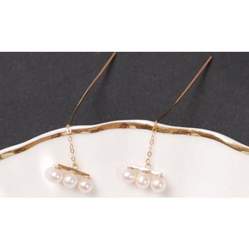 Sinya 18k gold drop earring with Natural Round high luster pearls fashion design 2019 new arrival for women ladies girls