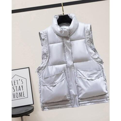 Womens cotton vest warm stand collar cotton vest autumn and winter new style sleeveless waistcoat fashion jacket