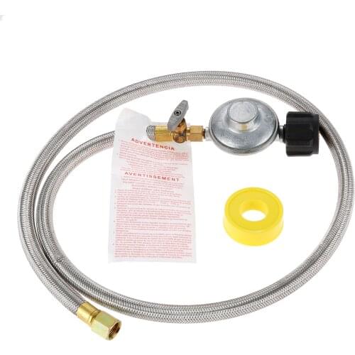 1kit Propane Grill Shut-Off Control Regulator Valve with 4FT Braided Flexible Hose QCC1 Type 4FT Low Pressure Shut-Off Valve