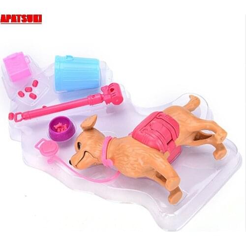 1Set Mini Dog Toy for Kids Dog Food Basin Bucket Set Doll Accessories Combination Children Educational Kids Toy for Barbie Dolls