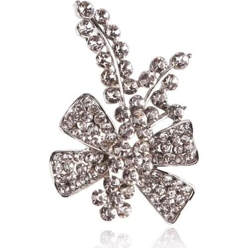1pcs 31x43mm Fashion and exquisite Korean brooch rhinestone alloy plant flower corsage for women wedding dress Accessories