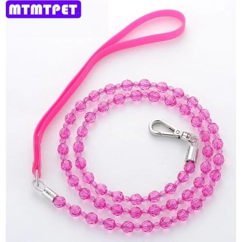 1pcs Crystal bead pet traction with transparent beads beads rope traction rope Dog cat fashion traction rope 4 colo