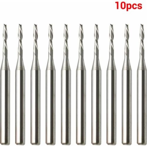 10pcs 3.175 X 4mm 22mm 25mm Tungsten Steel Dual Edge 2 Flute Screw Router Bit Engrave Cutter Tool for CNC Machine Engraving