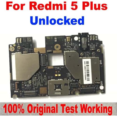 100% Original Unlock Mainboard For Xiaomi Redmi 5 Plus Motherboard Circuits card fee Full chipsets Flex Cable Mobile Replacement