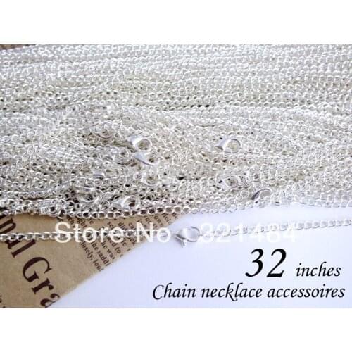 100pcs 2mm Curb Chain Necklace Silver Plated 32'' Jewelry Findings