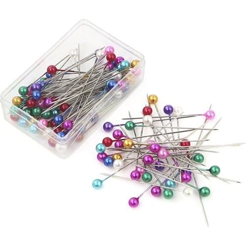 100pcs/box color round pearl head tailor embroidery patchwork brooch sewing DIY tool
