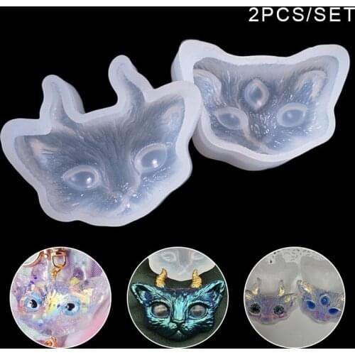 2 Pcs/Set Cat Silicone Molds Crafting Resin Epoxy Jewelry Pendant Making DIY Crafts CLH@8