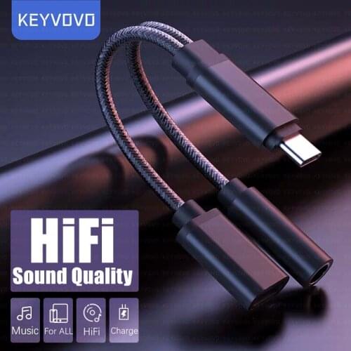 Type C to 3.5mm Charge Audio Adapter 2 In 1 USB C Splitter Headphone AUX Audio Cable for Xiaomi Huawei Samsung Oneplus Splitter