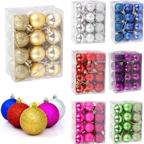 24PCS Newest Arrivals Christmas Hanging Ball Solid Color Suspended Bauble for Party Wedding Decoration